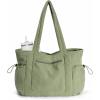 imageECOHUB Tote Bag for Women Work Tote Bags with Laptop Compartment Large Corduroy Tote Bag Shoulder Bag Handbag for TravelGreen