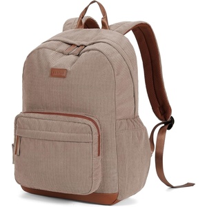 image:imageECOHUB 156 Inch Corduroy Laptop Backpack Professional Work Bag with 30oz Tumbler Side Pockets Aesthetic Vintage College Bookbag Travel Carry On Backpack for Men amp Women BlackKhaki