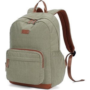 image:imageECOHUB 156 Inch Corduroy Laptop Backpack Professional Work Bag with 30oz Tumbler Side Pockets Aesthetic Vintage College Bookbag Travel Carry On Backpack for Men amp Women BlackSage Green