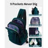 image:imageECOHUB Small Crossbody Bags for Women Men AntiTheft RFID Blocking Sling Backpack with Sturdy SBS Zippers Water Resistant Chest Shoulder Bag Daypack with 9 Pockets Travel Work Hiking TealTurquoise