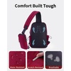 image:imageECOHUB Small Crossbody Bags for Women Men AntiTheft RFID Blocking Sling Backpack with Sturdy SBS Zippers Water Resistant Chest Shoulder Bag Daypack with 9 Pockets Travel Work Hiking TealRed