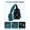 image:imageECOHUB Small Crossbody Bags for Women Men AntiTheft RFID Blocking Sling Backpack with Sturdy SBS Zippers Water Resistant Chest Shoulder Bag Daypack with 9 Pockets Travel Work Hiking TealSmallturquoise