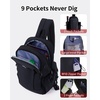 image:imageECOHUB Small Crossbody Bags for Women Men AntiTheft RFID Blocking Sling Backpack with Sturdy SBS Zippers Water Resistant Chest Shoulder Bag Daypack with 9 Pockets Travel Work Hiking TealBlack
