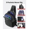 image:imageECOHUB Small Crossbody Bags for Women Men AntiTheft RFID Blocking Sling Backpack with Sturdy SBS Zippers Water Resistant Chest Shoulder Bag Daypack with 9 Pockets Travel Work Hiking TealGrey