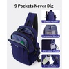 image:imageECOHUB Small Crossbody Bags for Women Men AntiTheft RFID Blocking Sling Backpack with Sturdy SBS Zippers Water Resistant Chest Shoulder Bag Daypack with 9 Pockets Travel Work Hiking TealBlue