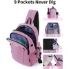 image:imageECOHUB Small Crossbody Bags for Women Men AntiTheft RFID Blocking Sling Backpack with Sturdy SBS Zippers Water Resistant Chest Shoulder Bag Daypack with 9 Pockets Travel Work Hiking TealPink