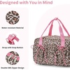 image:imageECOHUB Small Gym Bag for Women Mini Gym Duffle Bag with Wet Compartment Bowknot Sports Bag Cute Gym Tote Bag Dance Yoga Workout Travel Bags Gray Leopard PrintPink Leopard Print