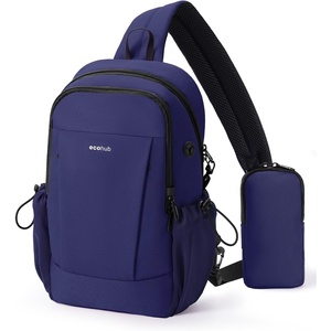 image:imageECOHUB Small Crossbody Bags for Women Men AntiTheft RFID Blocking Sling Backpack with Sturdy SBS Zippers Water Resistant Chest Shoulder Bag Daypack with 9 Pockets Travel Work Hiking TealBlue