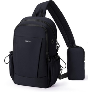 image:imageECOHUB Small Crossbody Bags for Women Men AntiTheft RFID Blocking Sling Backpack with Sturdy SBS Zippers Water Resistant Chest Shoulder Bag Daypack with 9 Pockets Travel Work Hiking TealBlack