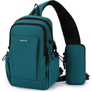 image:imageECOHUB Small Crossbody Bags for Women Men AntiTheft RFID Blocking Sling Backpack with Sturdy SBS Zippers Water Resistant Chest Shoulder Bag Daypack with 9 Pockets Travel Work Hiking TealSmallturquoise