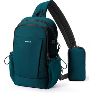 image:imageECOHUB Small Crossbody Bags for Women Men AntiTheft RFID Blocking Sling Backpack with Sturdy SBS Zippers Water Resistant Chest Shoulder Bag Daypack with 9 Pockets Travel Work Hiking TealTurquoise