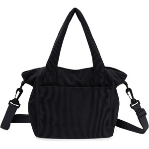 image:imageECOHUB Small Crossbody Bags for Women Mini Tote Travel Purse Cute Corduroy Shoulder Handbag Wallet with RFID Blocking SlotsBlack