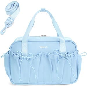 image:imageECOHUB Small Gym Bag for Women Mini Gym Duffle Bag with Wet Compartment Bowknot Sports Bag Cute Gym Tote Bag Dance Yoga Workout Travel Bags Gray Leopard PrintLight Blue
