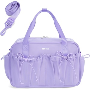 image:imageECOHUB Small Gym Bag for Women Mini Gym Duffle Bag with Wet Compartment Bowknot Sports Bag Cute Gym Tote Bag Dance Yoga Workout Travel Bags Gray Leopard PrintLavender