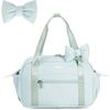 image:imageECOHUB Small Gym Bag for Women Mini Gym Duffle Bag with Wet Compartment Cute Bowknot Sports Bag Gym Tote Bag Dance Yoga Workout Travel Bags BlackGreen